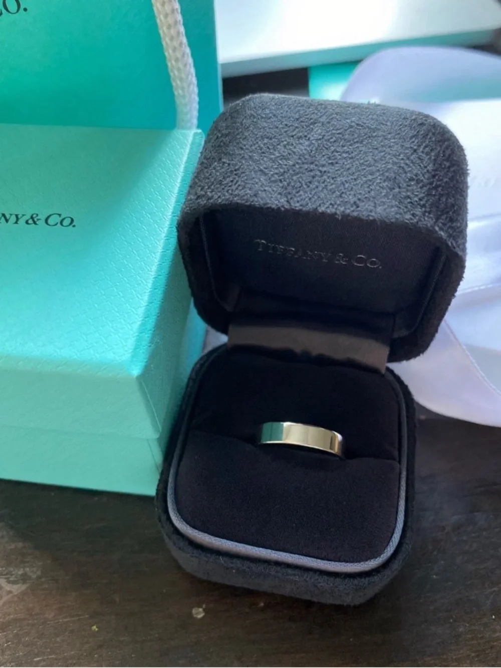 Tiffany & Co. Men's Sterling Band in Silver on Tiffany Blue Box